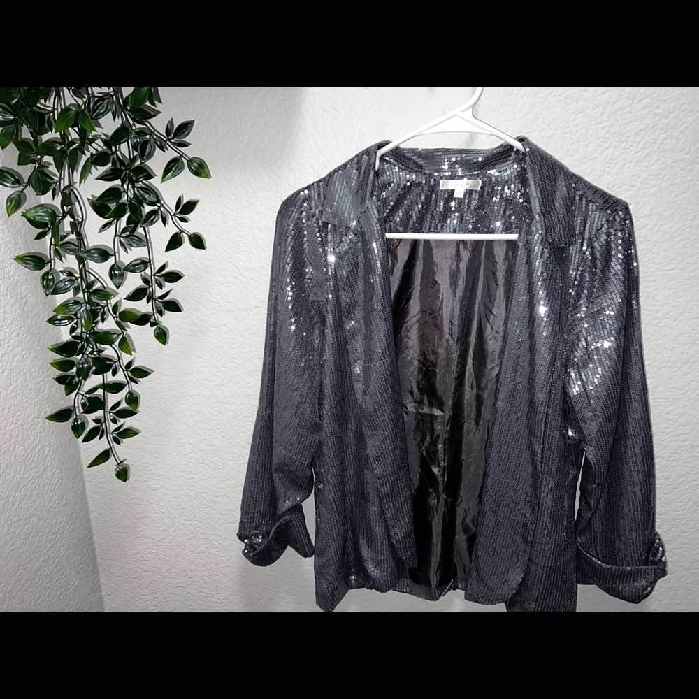 Blue/ Gray Matty M Sequin Blazer